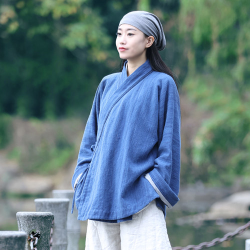 古石后棉麻复古中式上衣禅修服