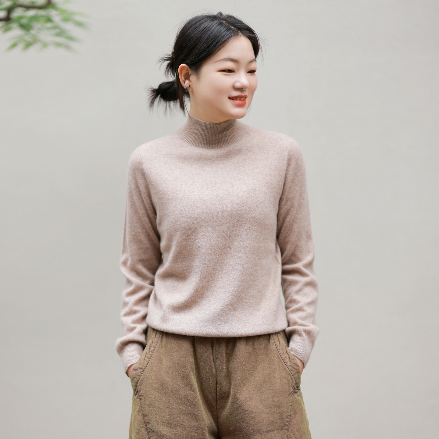 古石后秋冬纯羊绒圆领打底衫毛衣