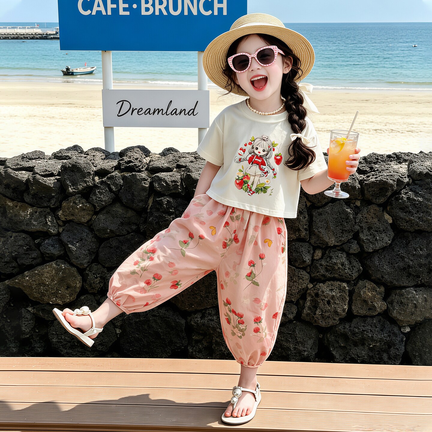 女童套装夏26新款宝宝休闲运动夏装儿童美少女短袖防蚊裤两件套潮