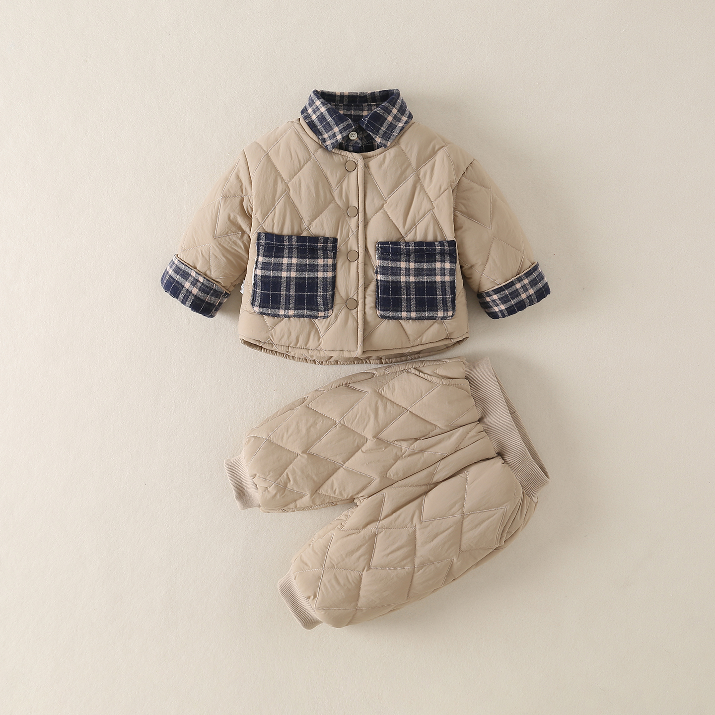 男宝宝夹棉套装秋冬保暖