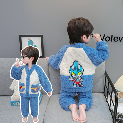 掌击掌珊瑚绒秋冬季奥特曼睡衣