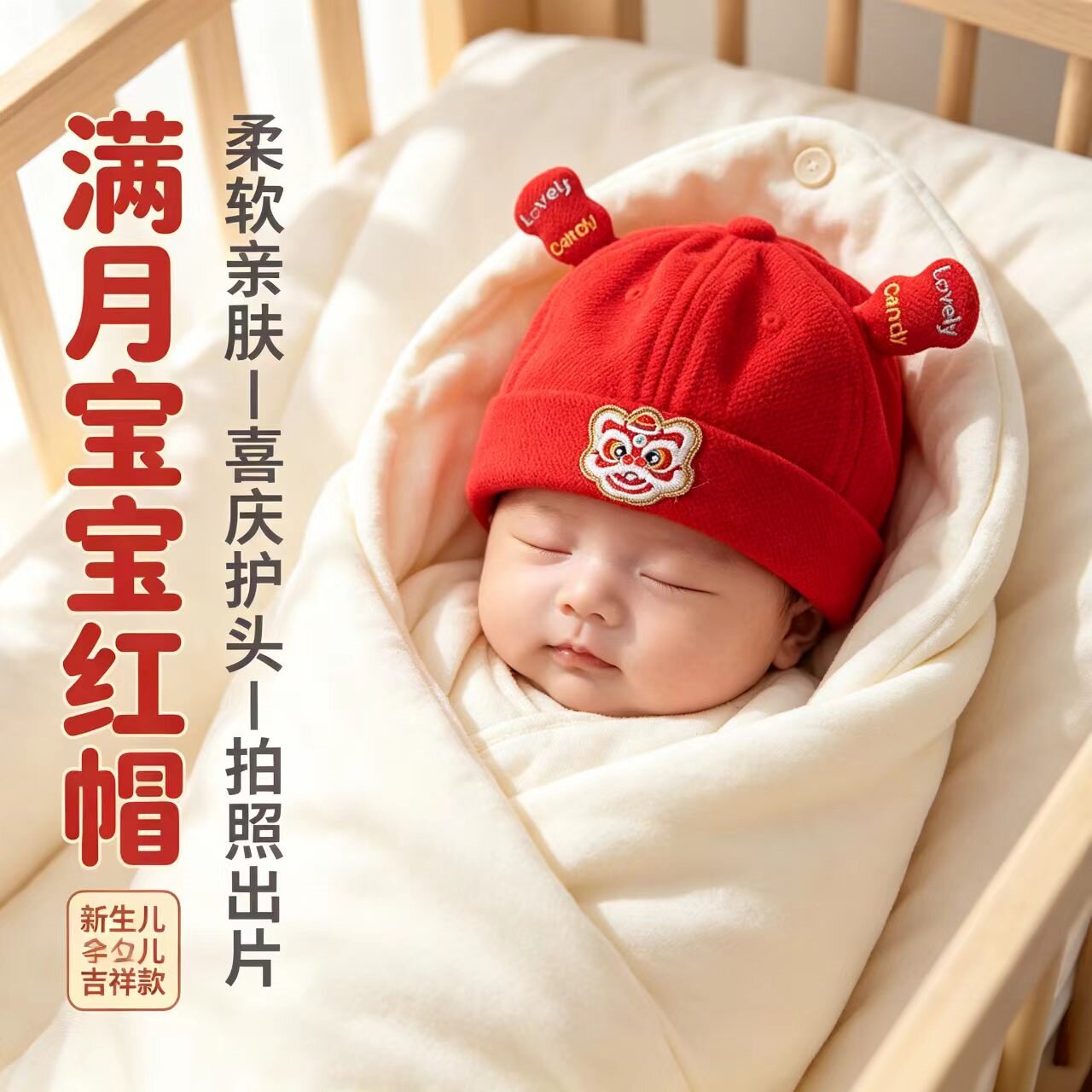 婴儿帽子春秋春秋季可爱地主