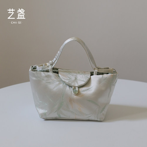 艺盏茶具收纳包外出携带包快客杯布包中式竹影茶壶盖碗茶杯茶事包