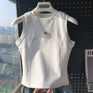 圆领背心女外穿内搭拼接设计感显瘦无袖 修身 上衣辣妹 法式 2026新款