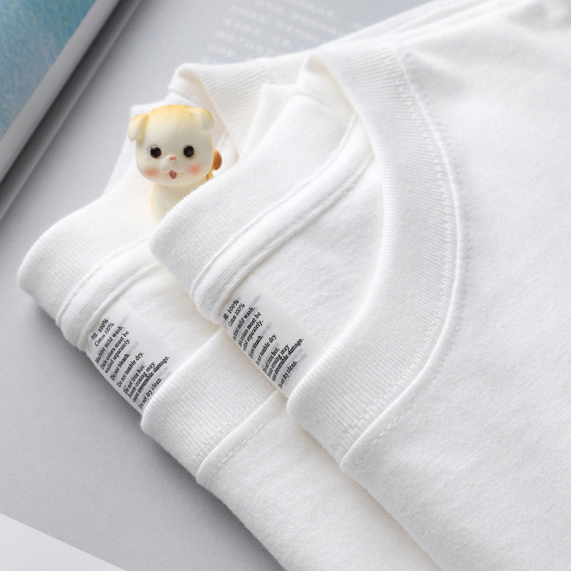 重磅250克新疆长绒棉纯棉短袖T恤男女同款纯色圆领落肩体恤打底衫