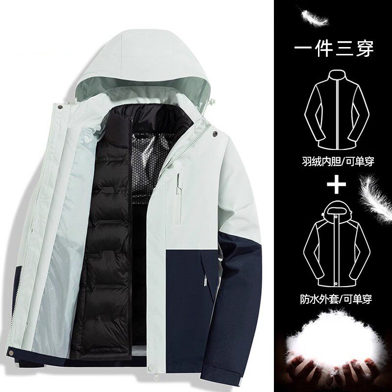 户外冲锋衣男羽绒服内胆防风防水冬季保暖加厚情侣款冲锋衣女外套