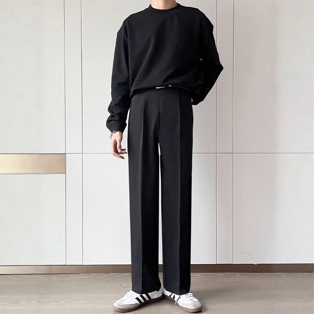 2025春秋新款高级感男士休闲裤宽松夏季阔腿长裤子男款薄款直