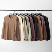 复古230g纯棉做旧炒雪花长袖 t恤男秋季 新款 美式 男士 渐变宽松上衣