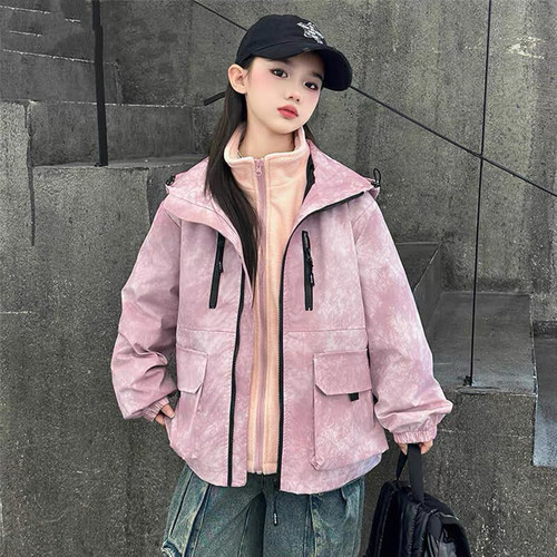 1182哈哈家 女童秋季新款洋气韩版甜美时髦三合一冲锋衣