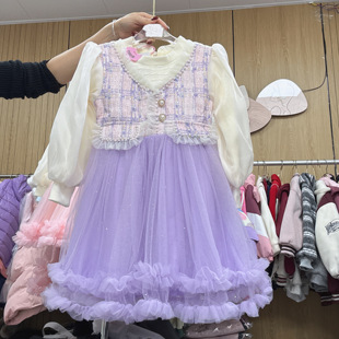 超仙时髦公主假两件连衣裙 洋气韩版 731哈哈家 女童春秋新款