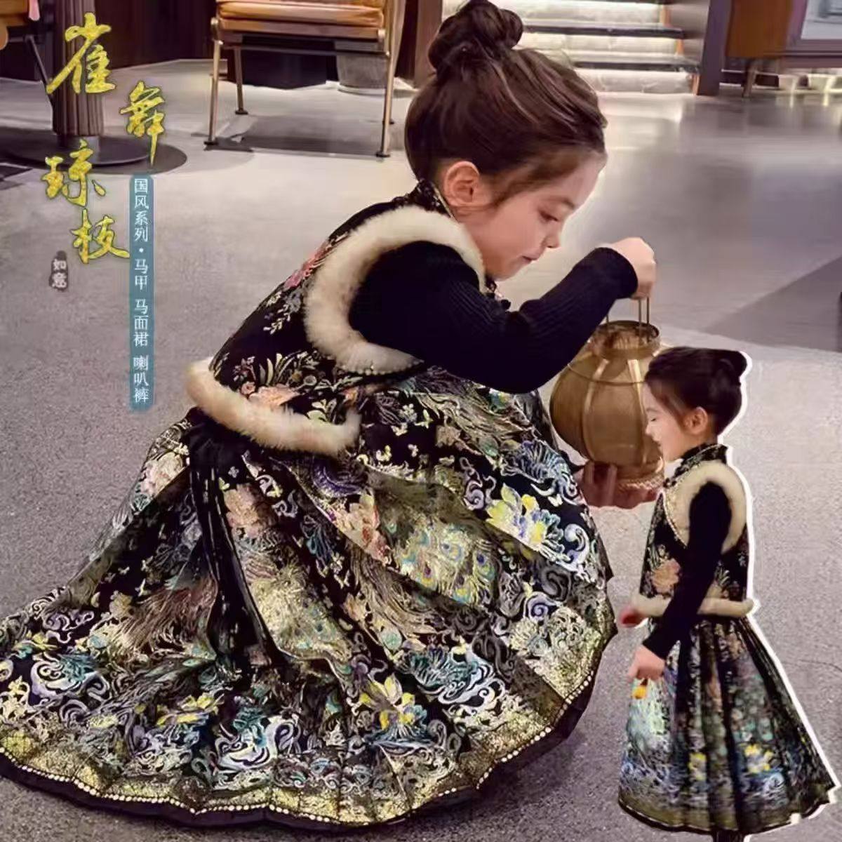 849哈哈家 新年装高品质女童冬季洋气古风汉服马甲套装裙,童装/婴儿装/亲子装,连衣裙,淘宝优惠券,粉丝福利购,淘宝优惠卷