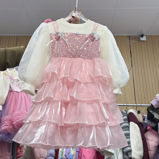 746哈哈家 女童春秋新款洋气时髦超仙公主裙连衣裙礼服裙