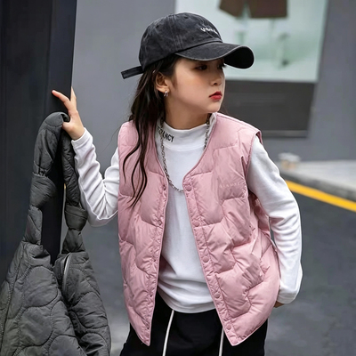 1114哈哈家 女童秋季新款洋气韩版甜美时髦百搭内胆羽绒马甲