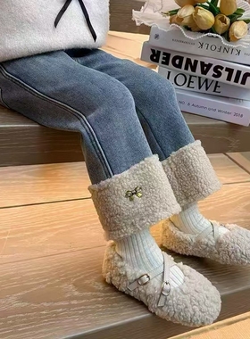 779哈哈家 女童秋冬新款洋气韩版时髦加绒百搭牛仔裤