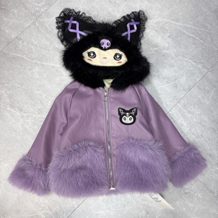洋气韩版 新款 百搭时髦休闲加绒皮草外套 女童冬季 730哈哈家