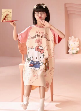 011哈哈哈 家居服 女童夏季新款洋气时髦百搭休闲睡裙