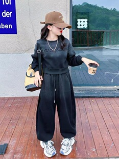 1198哈哈家女童秋冬新款洋气韩版甜美时髦百搭休闲时尚加绒套装