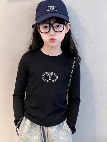 1094哈哈家 女童秋新款洋气韩版甜美时髦百搭长袖T恤
