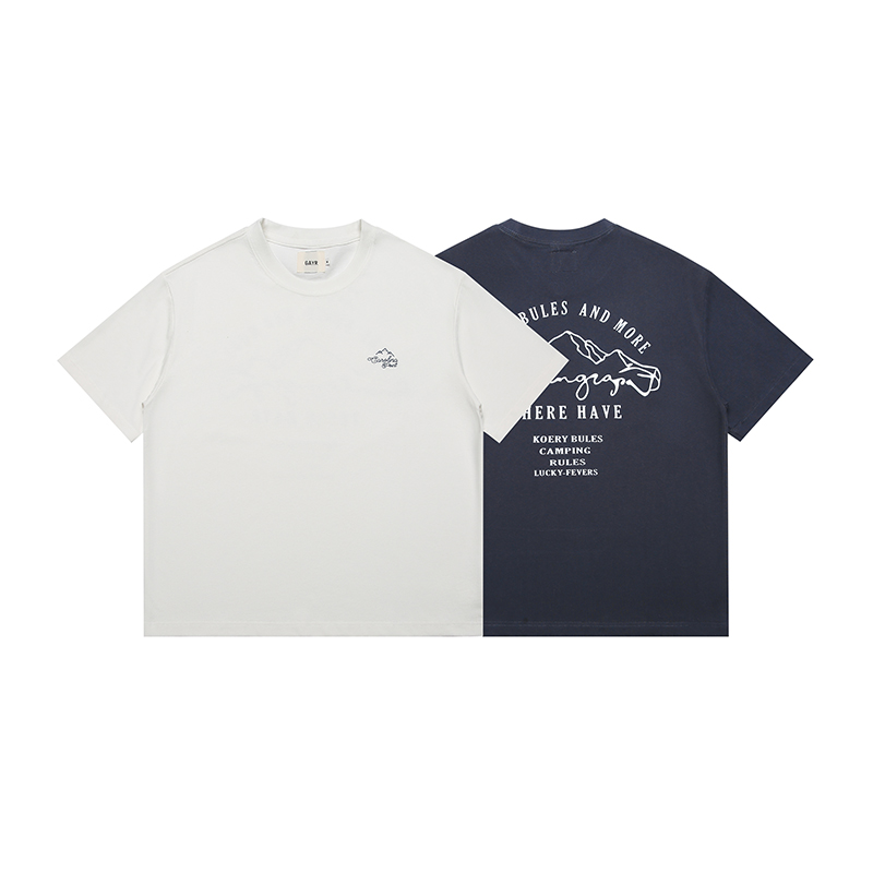 260克日系复古山系印花圆领T恤