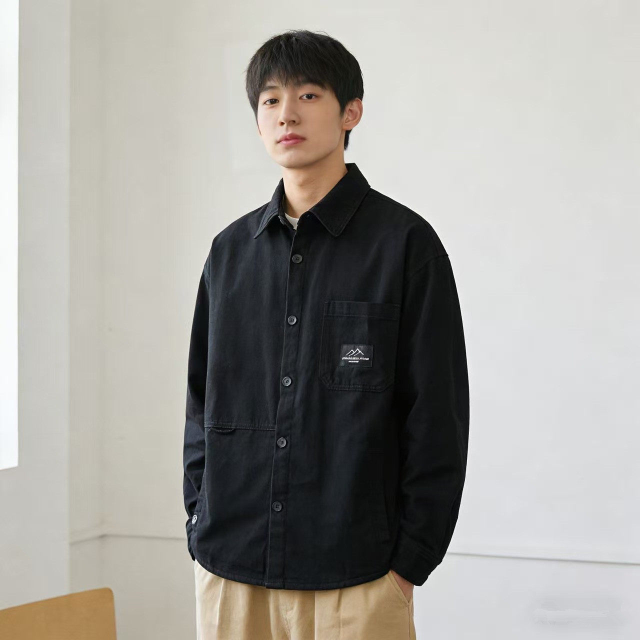 2025秋冬男士日系户外风山系工装风纯棉厚款休闲纯色长袖衬衫外套,男装,衬衫,淘宝优惠券,粉丝福利购,淘宝优惠卷