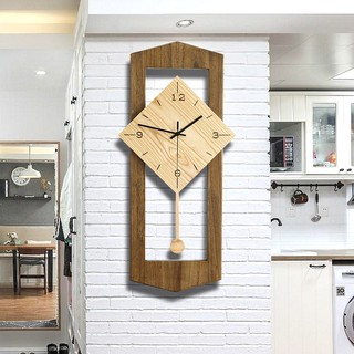 现代简约客厅家用实木挂钟北欧餐厅静音钟表个性时钟创意摆钟挂墙