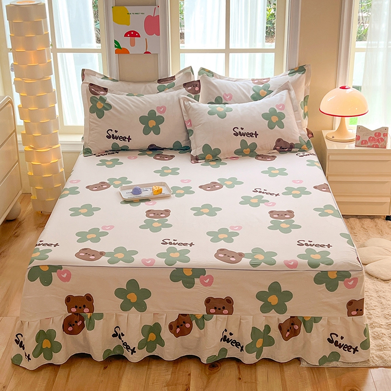 儿童单人床裙罩1米宽单件纯棉床笠加大加宽加长定做花边床单订制