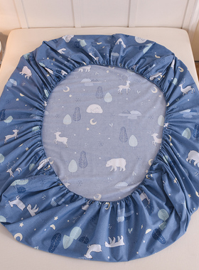 1M2深蓝色夜晚森林男孩厚床垫床罩加高40cm35床套榻榻米1.9长定制