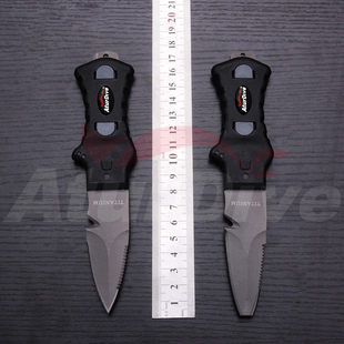 AturDive钛合金潜水刀 水肺消防救援工具/渔猎专用绑腿户外割绳器