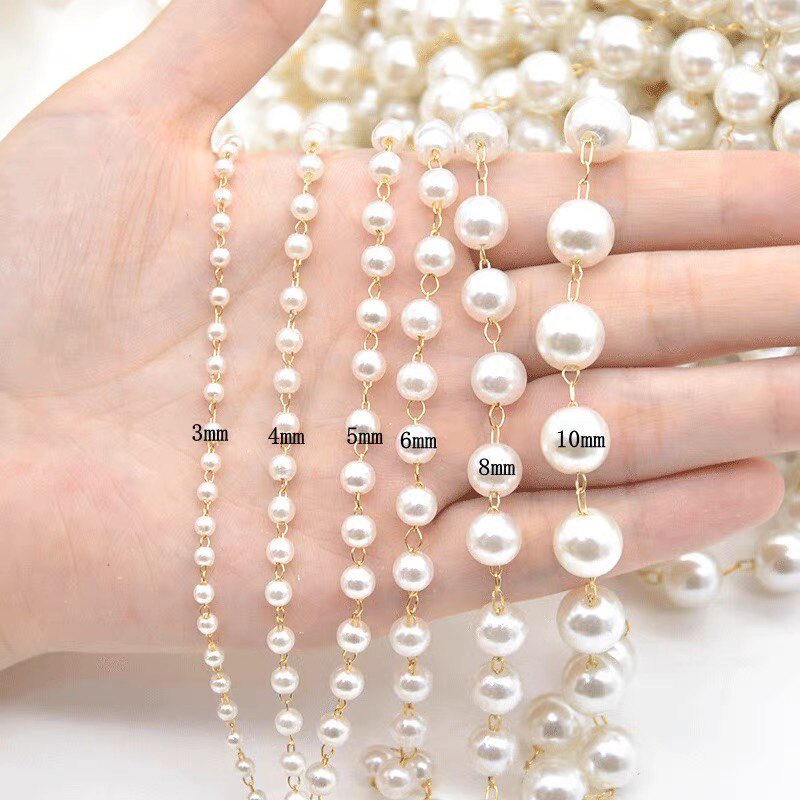 PEARL COPPER PLATED CHAIN HANDMADE DIY JEWELRY ACCESSORIES CLOTHING JEWELRY MATERIAL BAG BEADED SPACER BEADED BEADED CHAIN