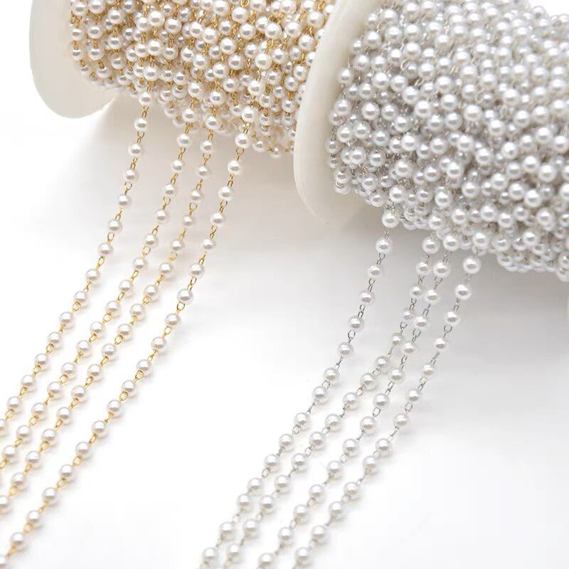 PEARL COPPER PLATED CHAIN HANDMADE DIY JEWELRY ACCESSORIES CLOTHING JEWELRY MATERIAL BAG BEADED SPACER BEADED BEADED CHAIN