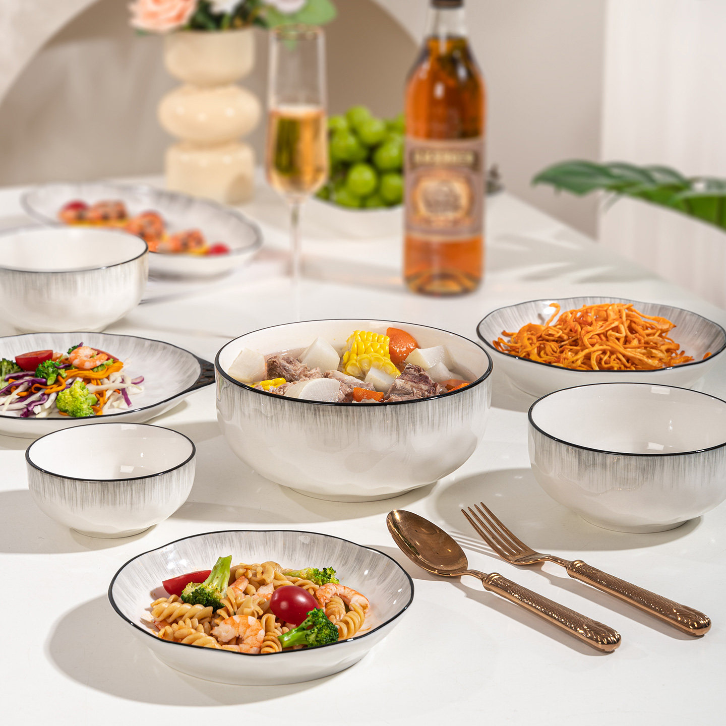 釉下彩新款2025碗碟套装家用陶瓷碗盘高级感乔迁新婚礼物中式碗筷