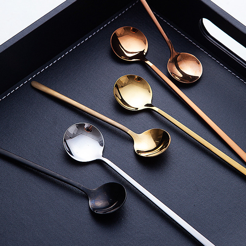 304不锈钢咖啡勺韩式创意甜品勺长短款搅拌勺小汤勺冰淇淋可爱勺