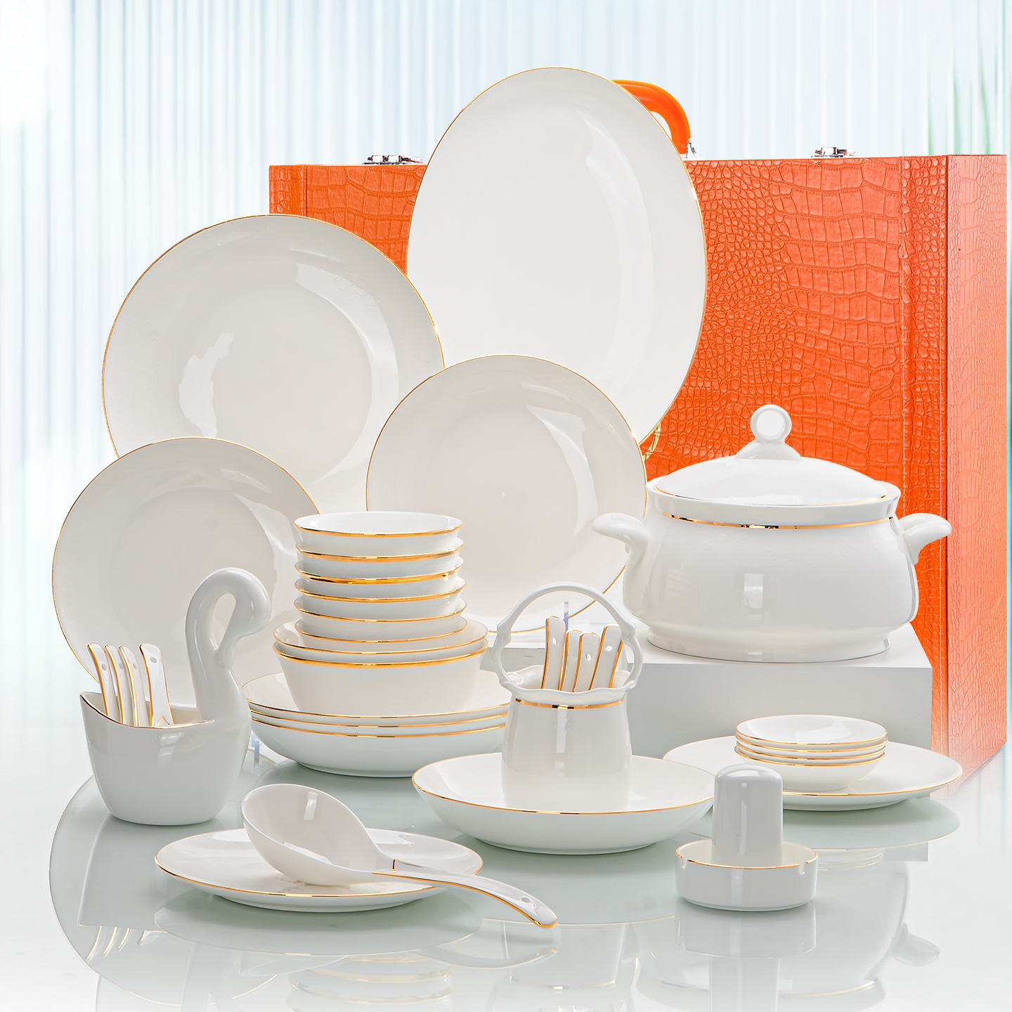 2025新款轻奢景德镇陶瓷碗碟套装