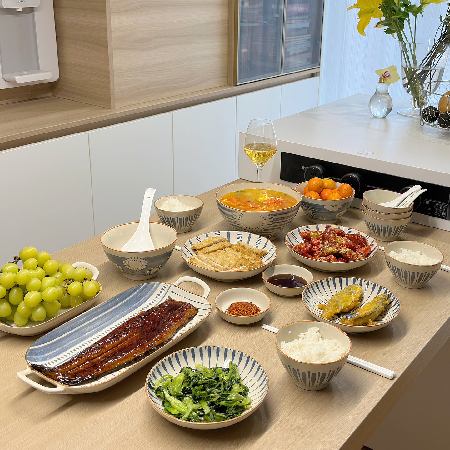 日式釉下彩2025新款碗盘碗碟套装