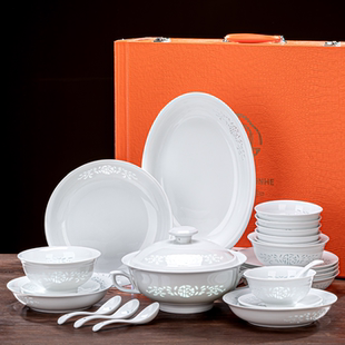 2026新款高白瓷套装餐具家用景德镇高颜值玲珑碗乔迁新居礼物碗盘
