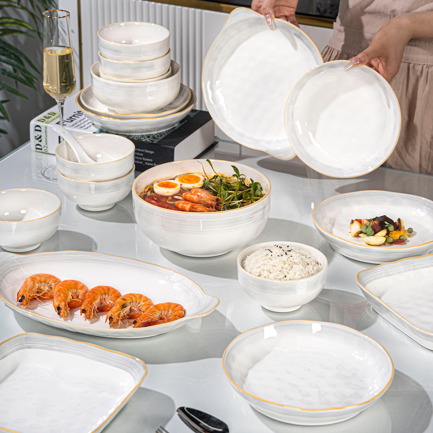 2025新款碗碟套装家用釉下彩