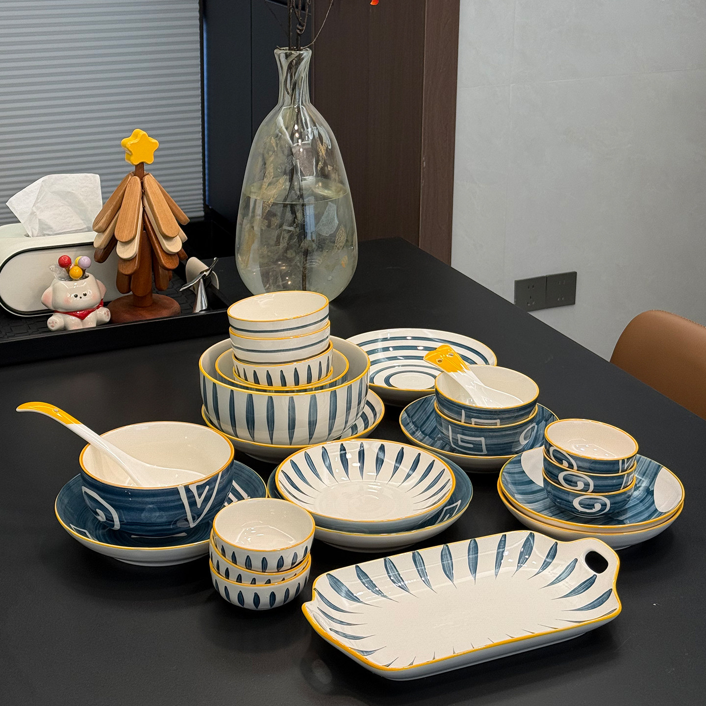 釉下彩2025新款碗碟套装家用日式高颜值盘子碗盘碟乔迁新居礼物碗