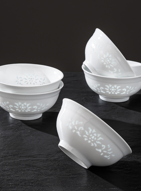 2025新款景德镇高白玲珑瓷健康中式多碗多盘陶瓷餐具高档碗盘组合