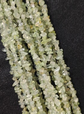 天然葡萄石碎石串珠 绿色随形打孔珠子 DIY手工设计叠戴打孔饰品
