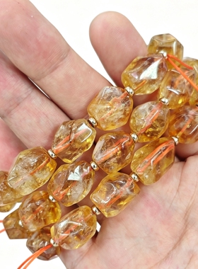 可挑选 黄塔晶随形单圈手链 天然紫水晶改色切面随型珠手串饰品