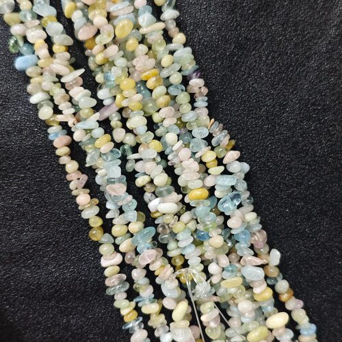 天然彩色摩根石碎石珠子 带孔打孔珠子 彩色玉石DIY手工设计