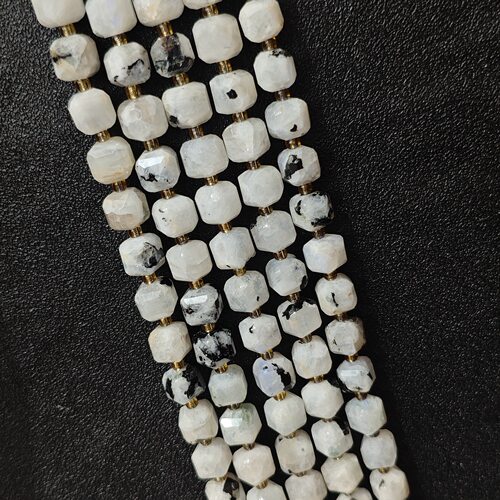 天然黑蓝月光石方糖珠 蓝光切面方形散珠 DIY手工串珠材料 复古风