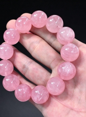 天然粉晶手链女 大颗粒圆珠手链 约16mm 温柔风 显白气质礼物礼品