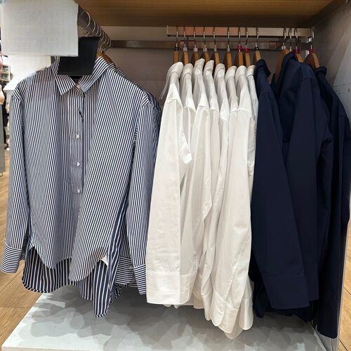外贸原单 女装宽松条纹衬衫/长袖衬衣487756/487180