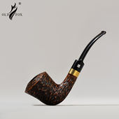 深色雕刻手工烟斗西班牙进口石楠木9mm过滤烟道银圈亚克力烟嘴