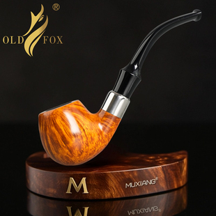 过滤旱烟斗草丝抖男士 石楠木烟斗苹果斗手工实木弯式 烟斗传统老式