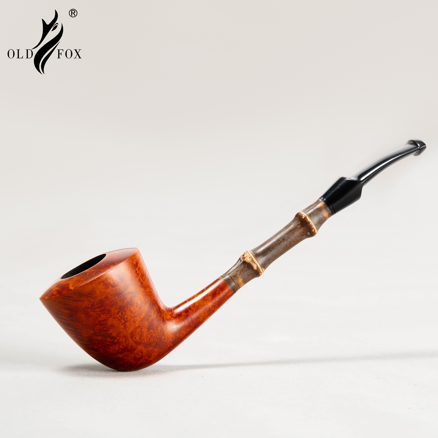 老狐狸光面手工烟斗西班牙进口石楠木长柄竹节阅读斗3mm烟道烟斗