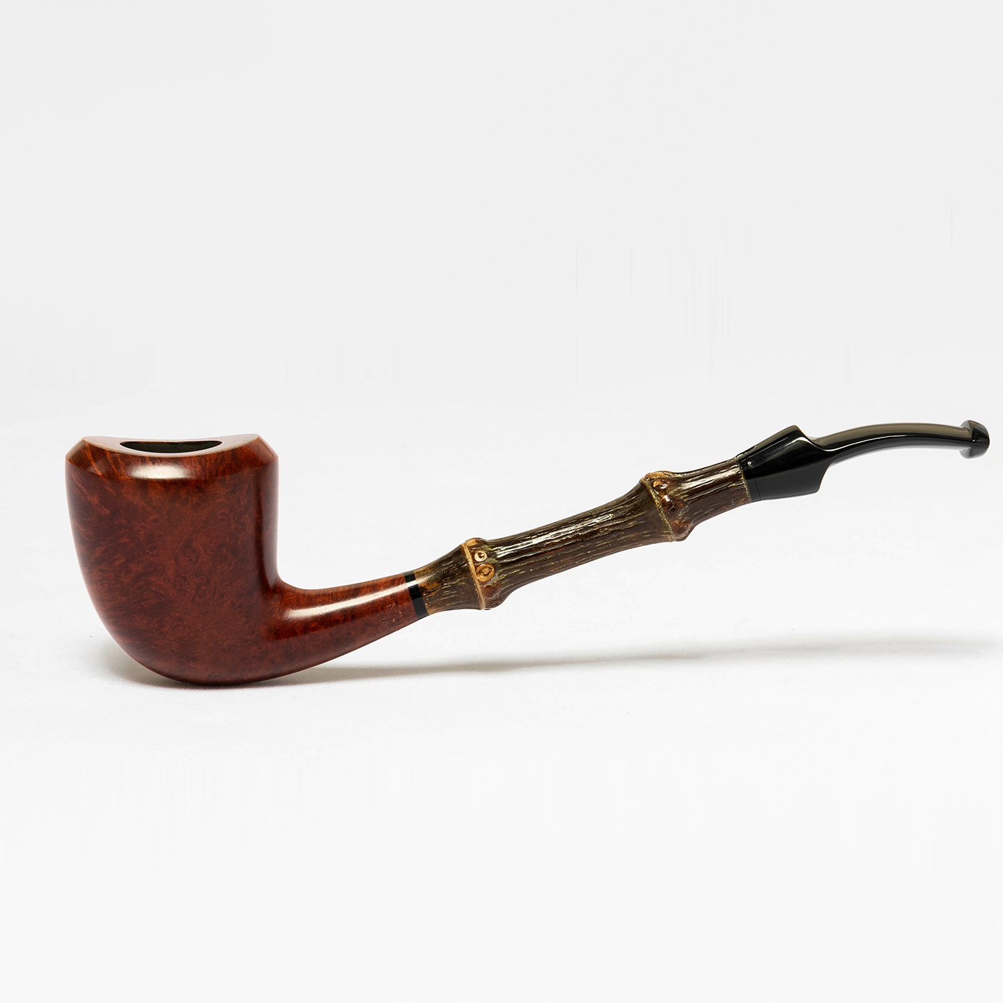 暗hong色手工烟斗西班牙进口石楠木长柄竹节阅读斗3mm烟道烟斗