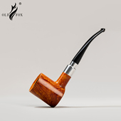 老狐狸手工烟斗进口石楠木3mm烟道军插硫化橡胶烟嘴平底桌面烟斗