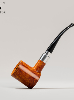 老狐狸手工烟斗进口石楠木3mm烟道军插硫化橡胶烟嘴平底桌面烟斗